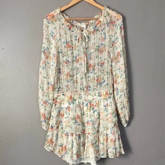 NWOT LOVESHACKFANCY Silk Popover Dress Ruffle in Floral Confetti (Size M) - Picture 7 of 9